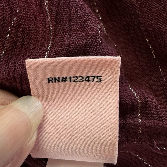 Juicy Couture Ruffle Sleeve Tie Front Top Burgundy Metallic Size Large - Picture 11 of 12